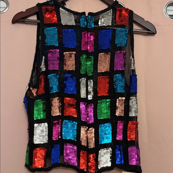 Multicolor Vintage Sequin Sleeveless Blouse - Picture 5 of 13